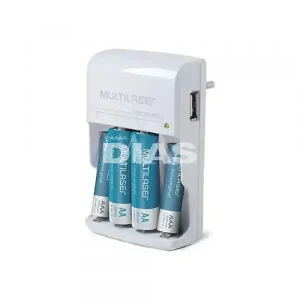 CARREGADOR DE PILHAS MULTILASER CB045 AA/AAA 2 PILHAS AA 2500 Mah 2 AA