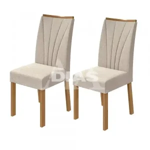 CJ 02 CADEIRAS LOPAS APOGEU TEC/ VELUDO NATURALLE CREME AMENDOA CLEAN