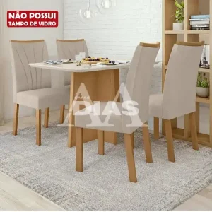 CJ MESA 4C LOPAS CELEBRARE S/VIDRO CANT.COPO CAD APOGEU 120X80 NATURAL