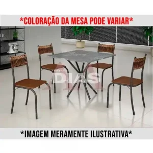 CJ MESA 4C MOVEIS TEIXEIRA ATLANTA QUADRADA 70X70 MARROM C/ RATAN CARV