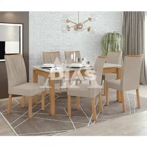 CJ MESA 6C LOPAS ARIES CANT.COPO CAD APOGEU 180X90 NATURALE CREME AMEN