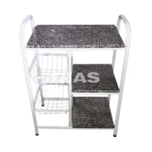 FRUTEIRA SERRA TUBOS P/ MICRO 90CM C/GRANITO 2 CESTAS BRANCO MARTELADO