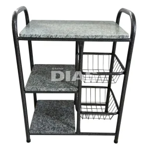 FRUTEIRA SERRA TUBOS P/ MICRO 90CM C/GRANITO 2 CESTAS PRETO MARTELADO