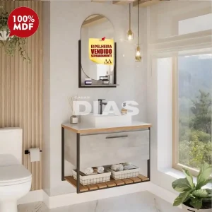 GABINETE P/ BANHEIRO MGM CARIBE 60CM C/ CUBA SOBREPOR CIMENTO