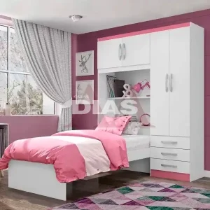 ROUPEIRO 4P. ABRIR 3G C/ CAMA MX LISBOA BRANCO / PINK