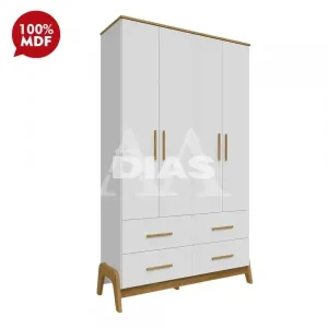 ROUPEIRO 4P. ABRIR 4G PEROBA GUTI RETRO BRANCO BRILHO/AMENDOA