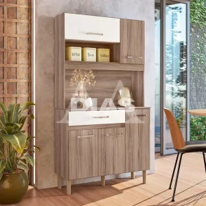 KIT 5P 1G NICIOLI MAGAZIN 90 CARVALHO NATURE/OFF WHITE CRISTAL