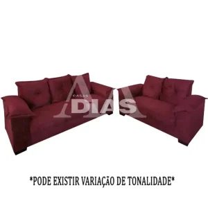 CJ ESTOFADO LIFESPUMA 2/3 LUGARES PAULINHA VINHO