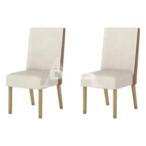 CJ 02 CADEIRAS HENN ANNE TEC/ LINHO NATURE/COURANO