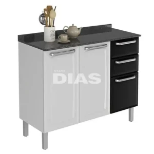 BALCAO ITATIAIA TRIPLO 3P 2G C/ TAMPO LUCE IG3G2 105 BRANCO / PRETO 11