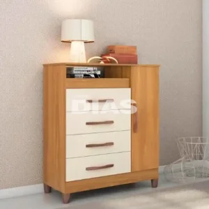 COMODA 4G 1P. ABRIR ALBATROZ TURQUESA CARVALHO GRIFE / OFF WHITE