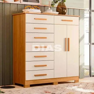 COMODA 8G 2P. ABRIR ALBATROZ NEW VERONA CARVALHO GRIFE / OFF WHITE