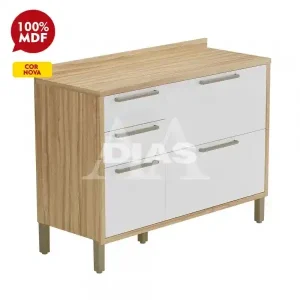 BALCAO RONIPA 2P 3G SYRAH 120CM AMENDOA/BRANCO