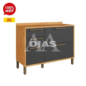 BALCAO RONIPA 2P 3G SYRAH 120CM AMENDOA/CHUMBO