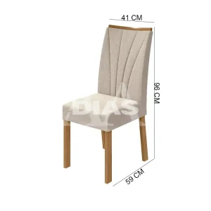 CJ 04 CADEIRAS LOPAS APOGEU TEC/ VELUDO NATURALLE CREME AMENDOA CLEAN