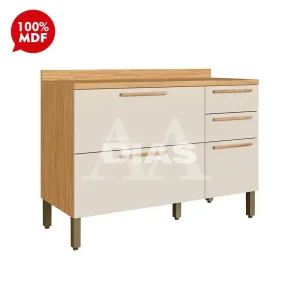 BALCAO RONIPA 3P 2G RIESLING 120CM AMENDOA / OFF WHITE