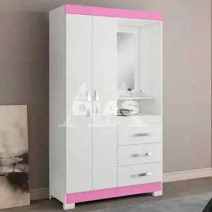 ROUPEIRO 2P. ABRIR 3G  C/ ESPELHO NOTAVEL NT 6020 BRANCO NEW/ROSA FLEX