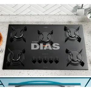 FOGAO  5B ATLAS COOKTOP  UTOP MESA VIDRO ESMALTADO VP GAS PRETO