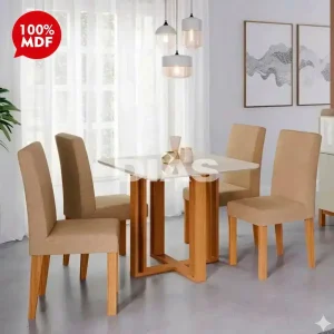 CJ MESA 4C CIMOL FLORA QUADRADA 94X94 NATURE / OFF WHITE / GENGIBRE