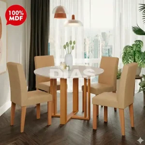 CJ MESA 4C CIMOL FLORA REDONDA 109X109  NATURE / OFF WHITE / GENGIBRE