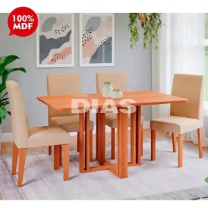 CJ MESA 4C CIMOL FLORA S/VIDRO RETANGULAR 130X80 MAIA CINAMOMO/GENGIBR