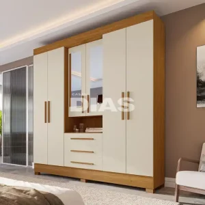 ROUPEIRO 6P ABRIR 3G ACP DEBORA CAPELINHA C/ESPELHO CINAMOMO/OFF WHITE